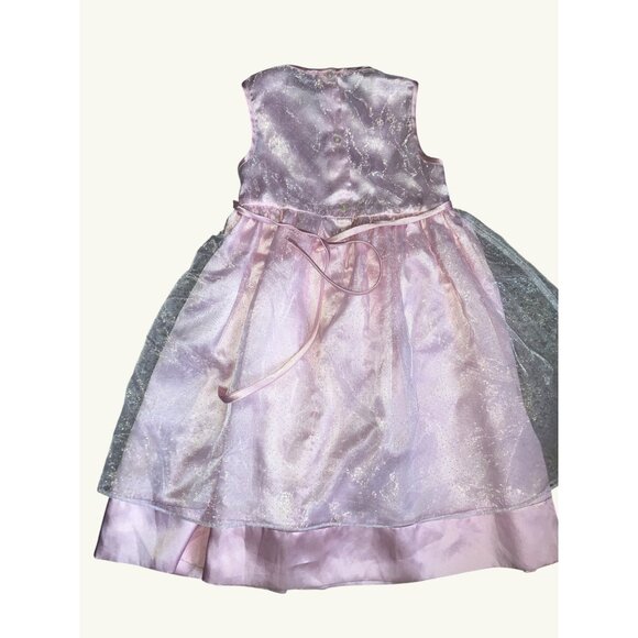 Girls' Pink Dress Size 6 With Overlay & Ribbon for Play - Picture 8 of 10